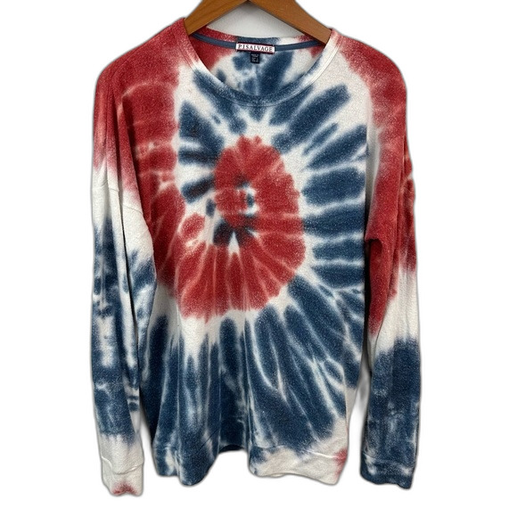 PJ Salvage Red White Blue Tie-Dye Sweatshirt Size Large - Picture 1 of 12
